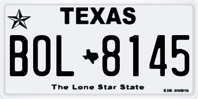 TX license plate BOL8145