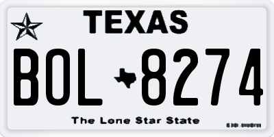TX license plate BOL8274