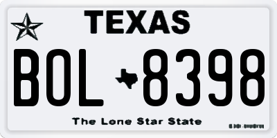 TX license plate BOL8398