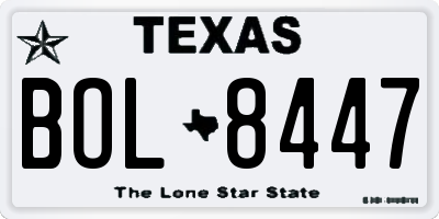 TX license plate BOL8447