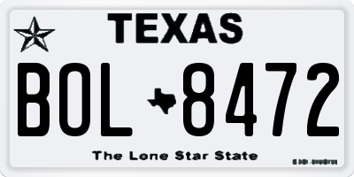 TX license plate BOL8472
