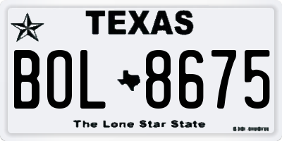 TX license plate BOL8675