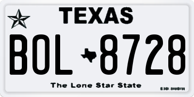 TX license plate BOL8728