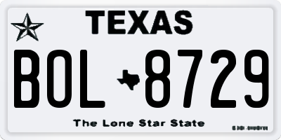 TX license plate BOL8729