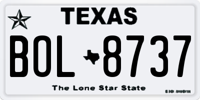 TX license plate BOL8737