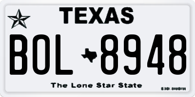 TX license plate BOL8948