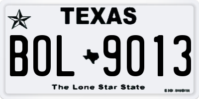 TX license plate BOL9013