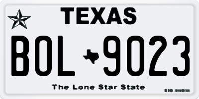 TX license plate BOL9023