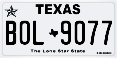 TX license plate BOL9077