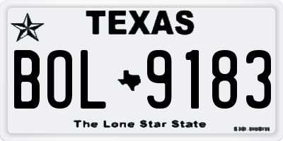 TX license plate BOL9183