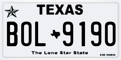 TX license plate BOL9190