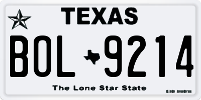 TX license plate BOL9214