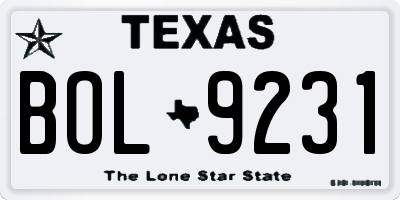 TX license plate BOL9231