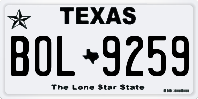 TX license plate BOL9259
