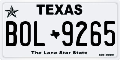 TX license plate BOL9265