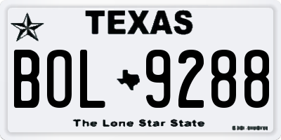 TX license plate BOL9288
