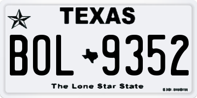 TX license plate BOL9352