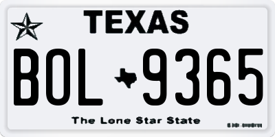 TX license plate BOL9365