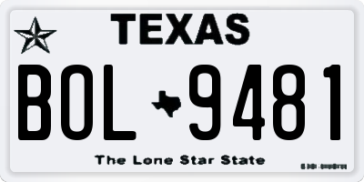 TX license plate BOL9481