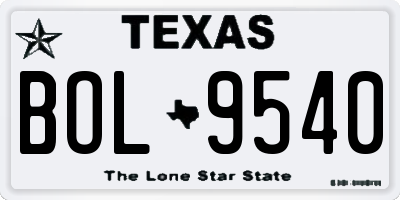 TX license plate BOL9540