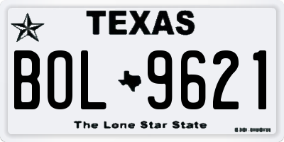 TX license plate BOL9621