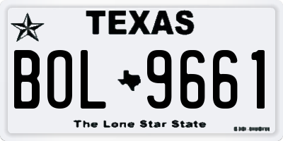 TX license plate BOL9661