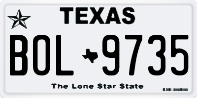 TX license plate BOL9735