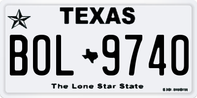 TX license plate BOL9740