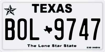 TX license plate BOL9747