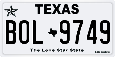 TX license plate BOL9749