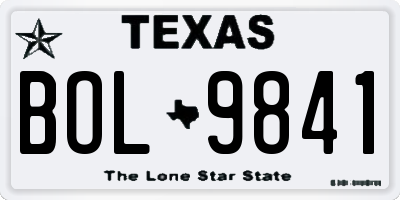 TX license plate BOL9841
