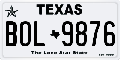 TX license plate BOL9876