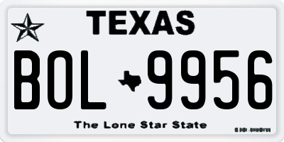 TX license plate BOL9956