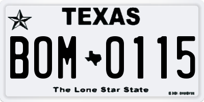 TX license plate BOM0115