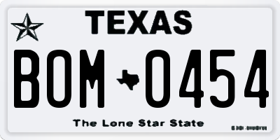 TX license plate BOM0454
