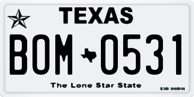 TX license plate BOM0531