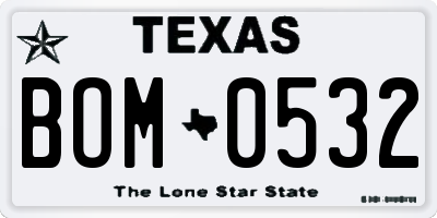 TX license plate BOM0532
