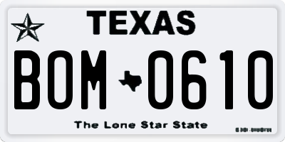 TX license plate BOM0610