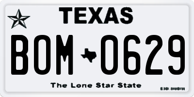 TX license plate BOM0629