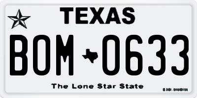 TX license plate BOM0633
