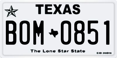 TX license plate BOM0851