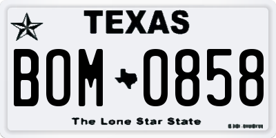 TX license plate BOM0858