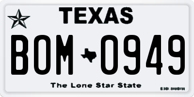 TX license plate BOM0949