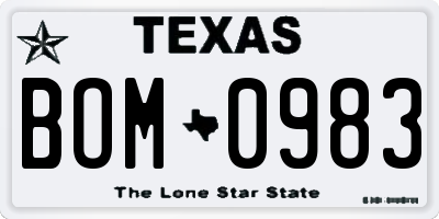 TX license plate BOM0983