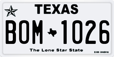TX license plate BOM1026