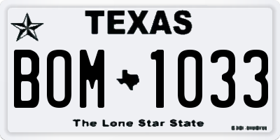 TX license plate BOM1033