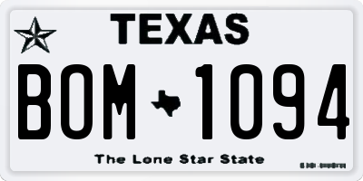 TX license plate BOM1094