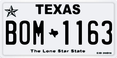 TX license plate BOM1163