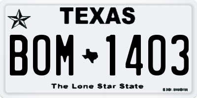 TX license plate BOM1403
