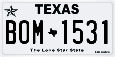 TX license plate BOM1531